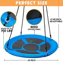 TURFEE 40 inch Saucer Tree Swing 900Lb Weight Capacity, Waterproof Blue