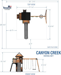 Canyon Creek Cedar Wood Swing Set with Wave Slide, Clubhouse, Play Kitchen, Picn