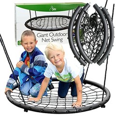 Large 40″ Wide Giant Tree Net Swing w Hanging Rope & Rings- 2 Person | Indoor