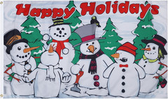 – Happy Holidays Snowmen Flag – 3X5 Ft – 100D Polyester Winter Christmas Banner