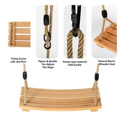Wooden Tree Swings Tree Swing for Adults Children Kid’s Wood Swing Seat with …