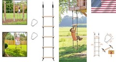 Versatile Wooden Rope Ladder with Non-Slip Grip for Playtime Excitement