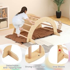6 in 1 Climbing Arch Wooden Rocker Arch Climbing Toy with Removable Cushion