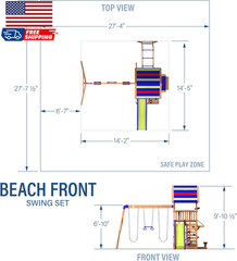 Backyard Discovery Beach Front Cedar Wood Swing Set with Wave Slide Play Deck
