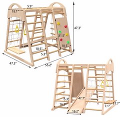 7-in-1 Indoor Jungle Gym Wooden Playground Play Set Climb Set for Kids 2-6 Years