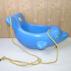Vintage Step 2 Baby Toddler Blue Dolphin Outdoor Swing Made In USA