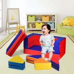 8 Pieces 4-in-1 Crawl Climb Foam Shapes Toddler Kids Playset Indoor Active Toy
