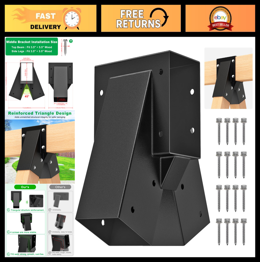 Heavy-Duty Swing Set Bracket Kit – A-Frame Hardware for 4×4 Legs & 4×6 Beam
