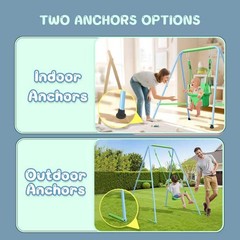 2-in-1 My First Toddler Swing Set for Backyard, Baby Indoor/Outdoor Swing wit…