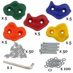 25 PCS Rock Climbing Holds Set with Mounting Screws & Hardware for DIY Kids Indo