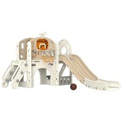 7-in-1 Toddler Slide Playset Indoor for Aged 1-6 Years w/ Ring Toss
