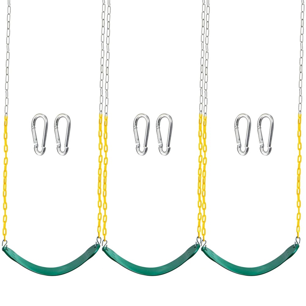 3 Pack Green Swing Seats Heavy Duty with 66″ Chain, Swing Set Accessories Replac
