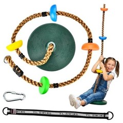 Tree Swing for Kids 330LB Capacity, Climbing Rope with Platforms and Green