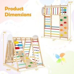 Indoor Jungle Gym for Kids 8-in-1 Montessori Climber Playset with Swing Monkey