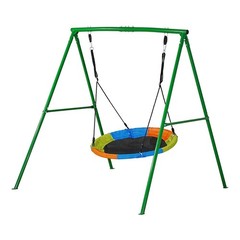 Saucer Swing Set: 40″ Diameter, Powder-Coated Steel A-Frame, 440lb, Green
