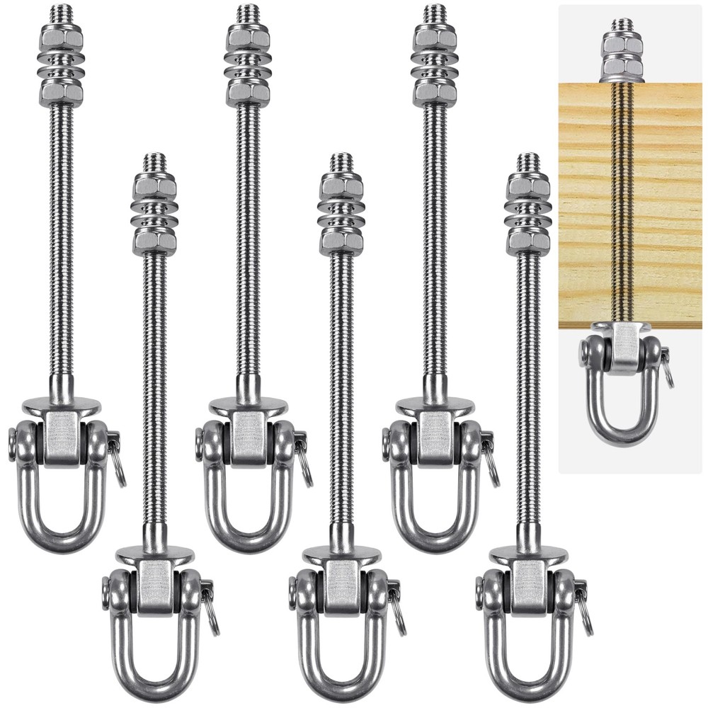 Set of 6 Swing Hanger, Swing Bolts M10 x 9.3″, Stainless Steel Heavy Duty Swi…