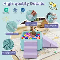 3-in-1 Foam Climbing Blocks for Toddlers with Ball Pit for Climbing Crawling