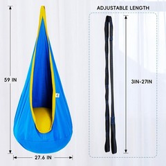 Kids Pod Swing Seat, Blue & Yellow Hammock Chair