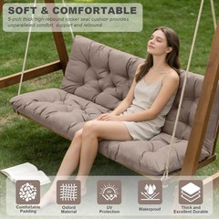 Outdoor Swing Cushions,Waterproof Swing Cushions 3 Seater Replacement with Backr