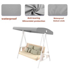 Outdoor Swing Canopy Cover, 3 Seat Waterproof Gray Swing Covers for Outdoor P…