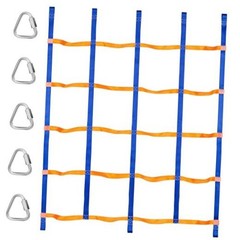 Climbing Net for Kids Outdoor, Portable Ninja Cargo Net Rope Blue&orange
