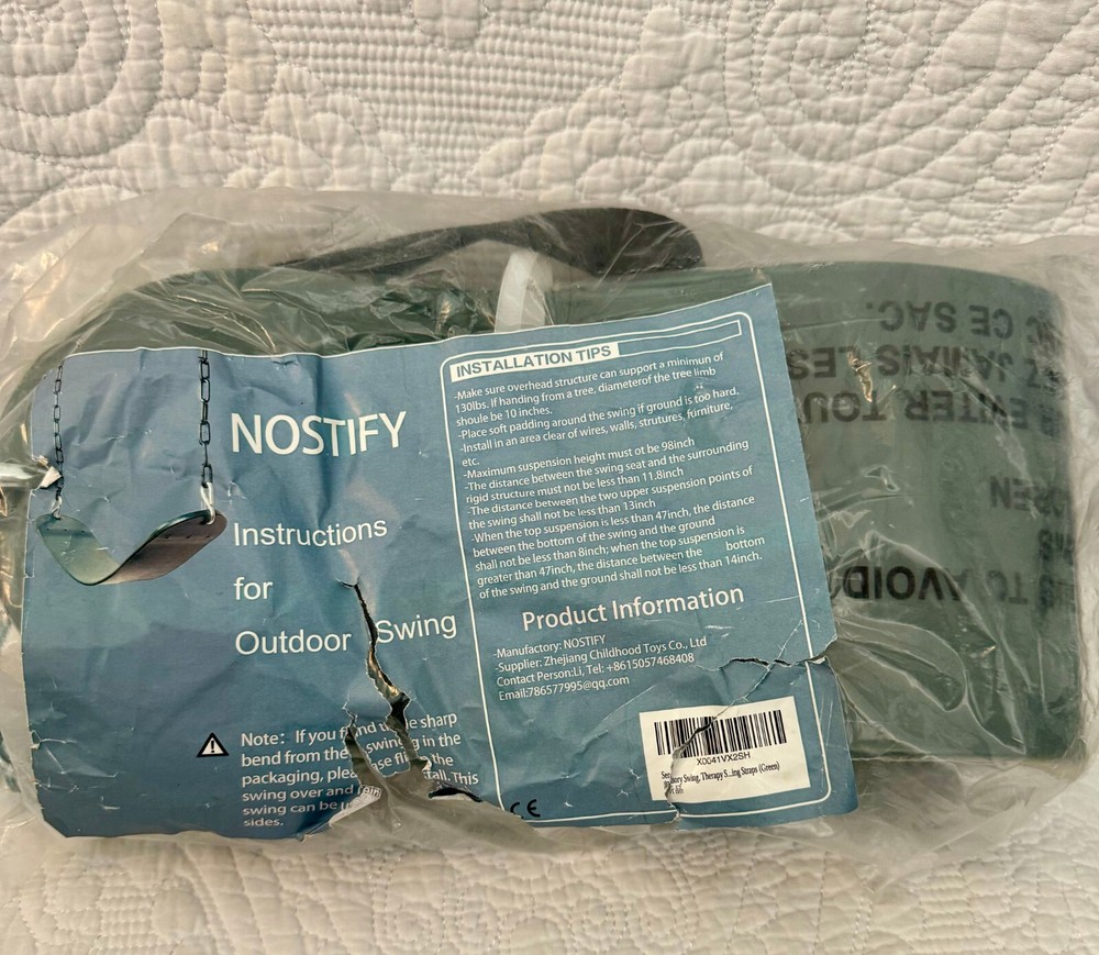 Nostify Outdoor Sensory Therapy Outdoor Swing (Green) NIB