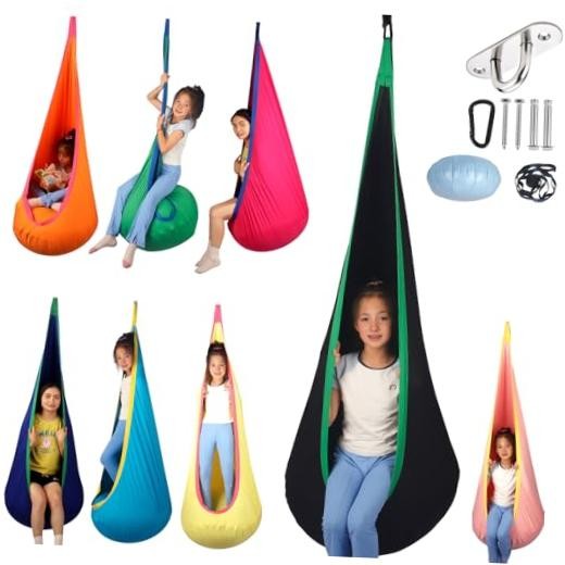 HiCamer Sensory Swing for Kids Indoor and Outdoor Pod Hammock Chair Seat Black