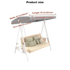 Outdoor Swing Canopy Cover, 3 Seat Waterproof Gray Swing Covers for Outdoor P…