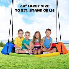 Metal Swing Set with 60″ Large Platform Swing for Backyard Kids Adult Heavy Duty