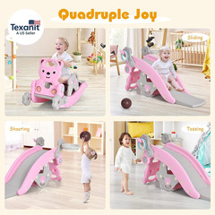 5 in 1 Toddler Slide Rocking Toy, Slide for Kids with Detachable Stool, Basketba
