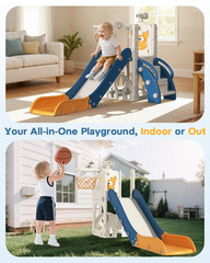 Toddler Slide for Kids,6-In-1 Indoor Outdoor Toddler Slides Playground with Bask