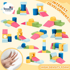 Toddler Climbing Toys Indoor, 7-Piece Colourful Foam Climbing Blocks, Soft Play