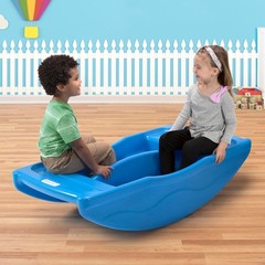 Simplay3 Two Sided Rock and Roll Teeter Totter Seesaw for Kids Blue Made in USA