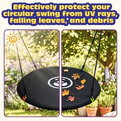 Weatherproof 40″ Outdoor Round Tree Saucer Swing Cover Protector, Black
