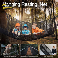 6.5×9.8FT Climbing Cargo Net Double Layer Playground Tree House Safety Net