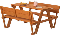 Wooden Kids Picnic Bench with Backrest, Outdoor Children’S Backyard, Crafting, D