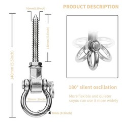 6pcs 5.51in. Heavy Duty Swing Hanger 1500Lb 180° Hardware for Hammock Chair Yoga