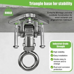 Heavy Duty Swing Hangers Kit w/Snap Hooks for Indoor/Outdoor Ceiling Mounts