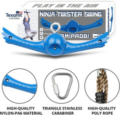 Ninja-Twister Swing Spins Set: Slackline Attachments – 360° Handle Twist-Spin Fl