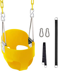 Toddler Swing, Full Bucket Baby Swing Seat & Iron Chains (Yellow) | Baby Swing O