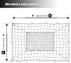 Bungee Cargo Net 4X6ft Truck Bed Net Stretches To 8X12ft For Pickup Tra