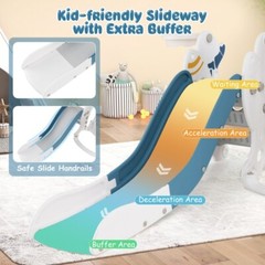 4-in-1 Toddler Climber Slide Set Kids Slide and Swing Set With Basketball Hoop