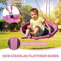 440lbs 2 Play Stations Swing Sets for Backyard, 1 Saucer Tree Swing 32 inch, 1