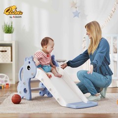 Qaba Toddler Slide with Climber, Basketball 41.7″ L x 20.3″ W x 20.5″ H, Blue