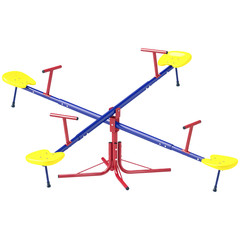 Metal Seesaw for Kids Outdoor 71.75″ L x 71.75″ W x 19″ H, Red Blue Yellow
