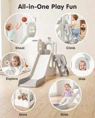 6-in-1 Toddler Slide Playset with Hoop&Telescope Indoor/Outdoor