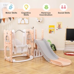 7-in-1 Toddler Slide & Swing Set Indoor Playground for Kids Age 1-3 Years Old
