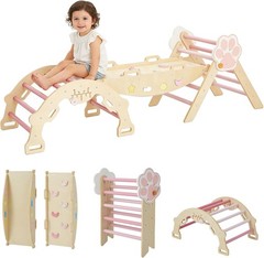 7-in-1 Pikler Triangle Climbing Set, Foldable Wooden Toddler Climbing Toys