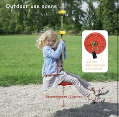 Tree Swing for Kids Disc Seat w/ Rainbow Climbing Rope & Carabiner Outdoor Fun