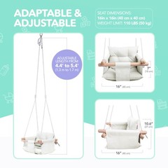 – Canvas Baby Swing Wooden Hanging Swing Seat Chair with Safety Belt Durable …